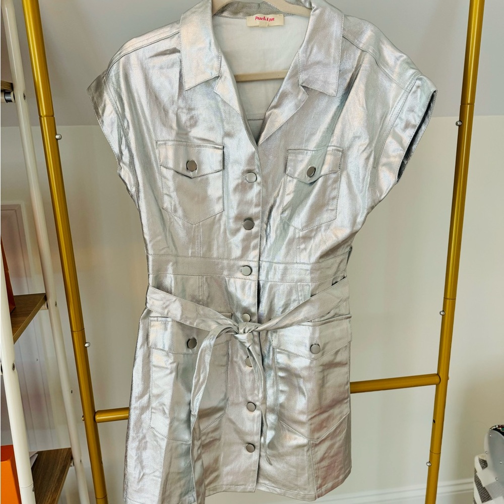 Metallic Silver Dress